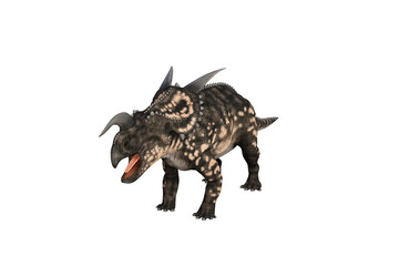 Einiosaurus in different angles and poses rendered on white background, 3D rendering illustration.
