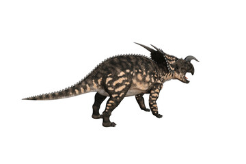 Einiosaurus in different angles and poses rendered on white background, 3D rendering illustration.