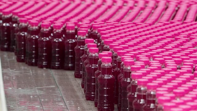 Bottles on a conveyer belt