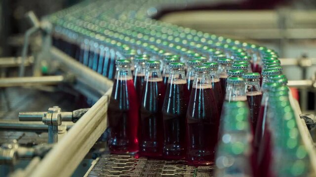 Bottles on a conveyer belt