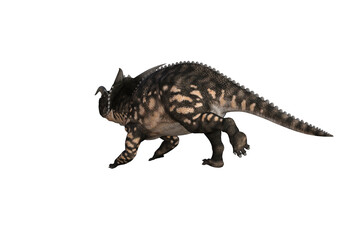 Einiosaurus in different angles and poses rendered on white background, 3D rendering illustration.