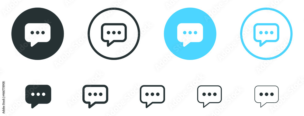 Poster Chat message icon, comment speech bubble symbol - talk, message, Bubble, chat, comment icon in filled, thin line, outline and stroke style for apps and website