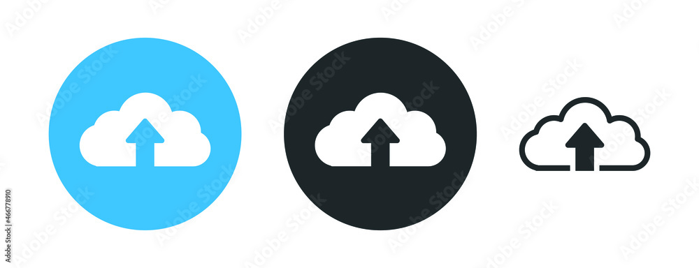 Poster upload icon, cloud uploading symbol, arrow up icon