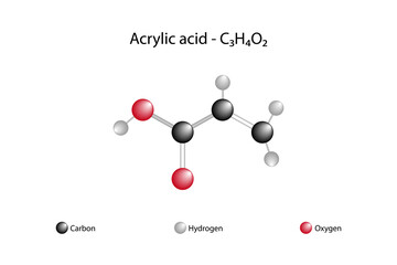 Molecular formula of acrylic acid. Acrylic acids are colorless and pungent-smelling acids that exist as liquids at room temperature and pressure.