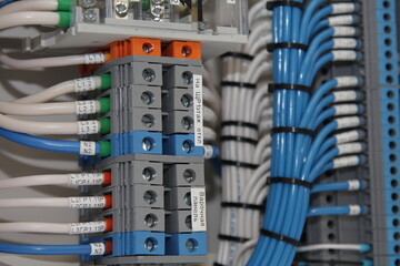 Connecting wires using terminals in the electrical panel.