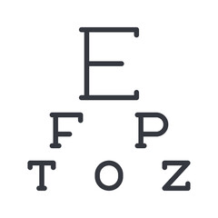 Vector eye care line icon isolated. Eye testing icon