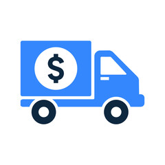 Transportation, dollar, delivery icon. Simple editable vector design isolated on a white background.