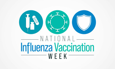 National Influenza Vaccination week (NIVW) is observed every year in December, it is a contagious respiratory illness caused by influenza viruses that infect the nose, throat, and lungs. Vector art