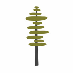 tree drawn in flat style. trees isolated on white background. vector illustration