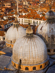 Venice Skyline. Panoramic image of San Marco in Venice city, Italy during sunrise