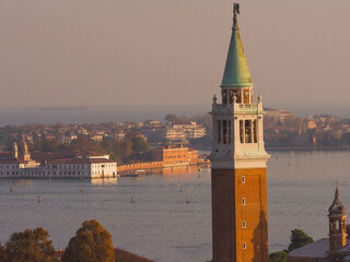 Venice Skyline. Panoramic image of Venice city, Italy during sunrise