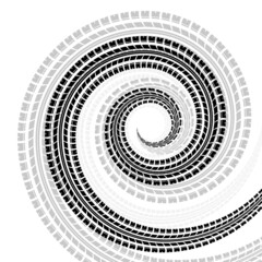 Spiral tire track silhouette with shadow