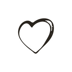 Doodle heart icon. Love symbol. Cute hand drawn vector graphic illustration isolated on white background. Simple outline style sign. Art sketch pattern