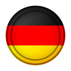 Glass light ball with flag of Germany. Round sphere, template icon. German national symbol. Glossy realistic ball, 3D abstract vector illustration highlighted on a white background. Big bubble