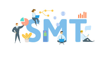 SMT, Senior Management Team. Concept with keyword, people and icons. Flat vector illustration. Isolated on white.
