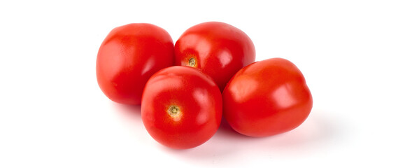 Plum tomatoes, Roma tomatoes, isolated on white background.