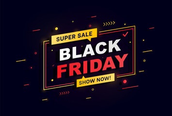 Big Sale. Black friday sale banner layout design. Night bright advertisement. Vector illustration for retail, sale, promotion, advertising design. Vector illustration.