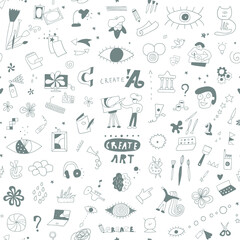 art tools seamless vector background