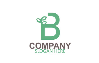 Letter B Bio Logo Leaf Letter
