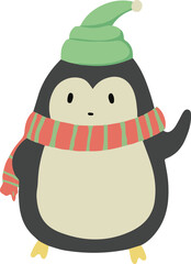 Christmas and New Year collection of cute animals and seasonal elements. Isolated a white background. Hand drawn vector illustration