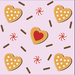 Gingerbread, hear, pattern, candy