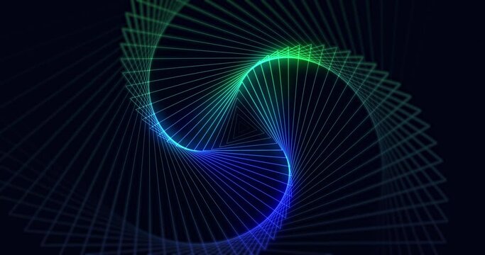 Swirling neon triangle waves animated geometric background