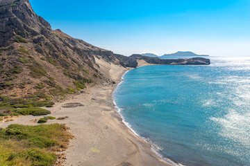 Agios Pavlos is located on the south coast of the Greek Mediterranean island of Crete. At Cape Melissa begins a long, largely unspoiled sandy beach that leads to the rocks of Triopetra