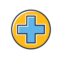 Pharmacy icon. First aid sign isolated on white background. Design elements, colored. Element for mobile concepts and web apps. Flat style vector illustration.