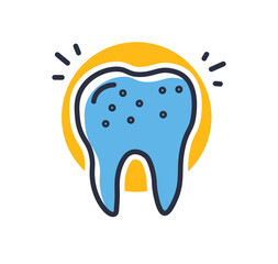 Tooth icon. Dental caries isolated on white background. Design elements, colored. Element for mobile concepts and web apps. Flat style vector illustration.