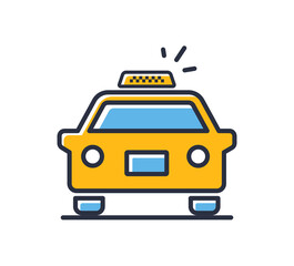 Taxi icon. Yellow taxi isolated on white background. Design elements, colored. Element for mobile concepts and web apps. Flat style vector illustration.