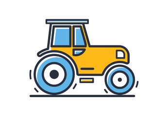 Tractor icon. Tractor vector icon, pictogram, side view isolated on white background. Design elements, colored. Element for mobile concepts and web apps. Flat style vector illustration.