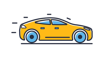 Car icon. Electric car isolated on white background. Design elements, colored. Element for mobile concepts and web apps. Flat style vector illustration.