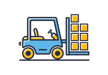 Forklift icon. Forklift delivery truck isolated on white background. Design elements, colored. Element for mobile concepts and web apps. Flat style vector illustration.