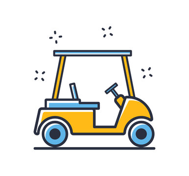 recommend clip art: Golf cart icon. Golf car isolated on white background. Design elements, colored. Element for mobile concepts and web apps. Flat style vector illustration.