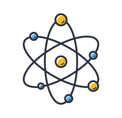 Atom icon. Chemistry science research isolated on white background. Design elements, colored. Element for mobile concepts and web apps. Flat style vector illustration.