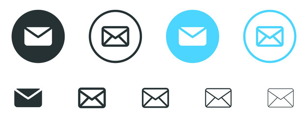 envelope icon, mail icon, email message symbol in filled, thin line, outline and stroke style for apps and website