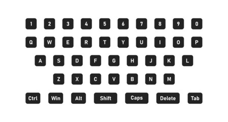 Computer button. Keyboard concept. Letter button isolated. Web key symbol in vector flat
