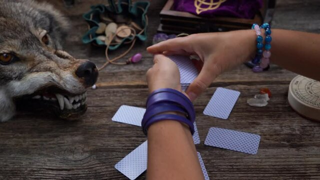 Fortune telling on tarot cards