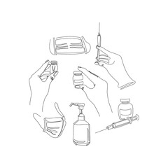 Vaccination vector illustration in line art style