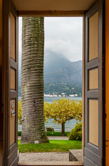 Garden view of Villa Melzi in Bellagio on Lake Como, Lombardy - Italy