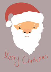 Christmas card with Santa. Pastel colors. The inscription: 