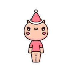 Adorable cat celebrate Christmas. cartoon for sticker.