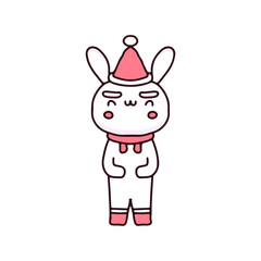 Obraz premium cute bunny celebrate Christmas. cartoon for sticker.