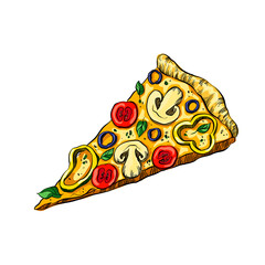 Cute Pizza Vector. Suitable for food content.
