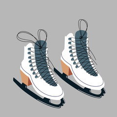 Skates boot vector cartoon. Winter skating. Symbol, logo illustration
