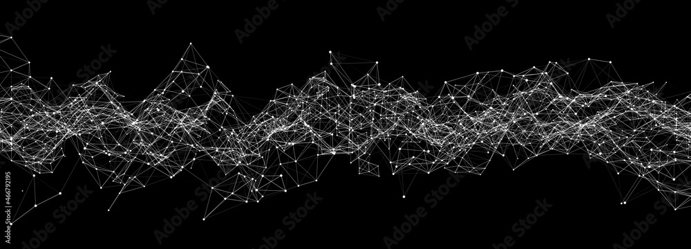 Poster Network or connection. Abstract digital background of points and lines. Glowing plexus. Big data. Abstract technology science background. Vector illustration