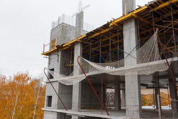 Construction safety net. Mesh that protects from falling anything on the construction site. Protective barrier