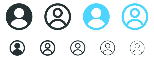 profile user icon, login account sign, male person profile avatar symbol in circle