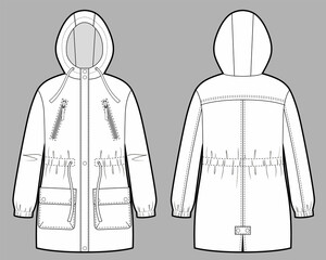Vector illustration of women's parka. Front and back © Olesya