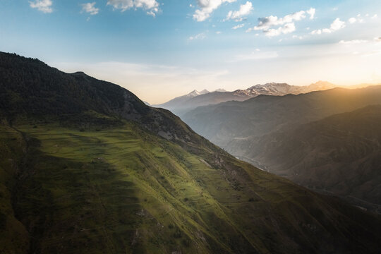 Aerial view from mountain Goor in Dagestan, Russia.